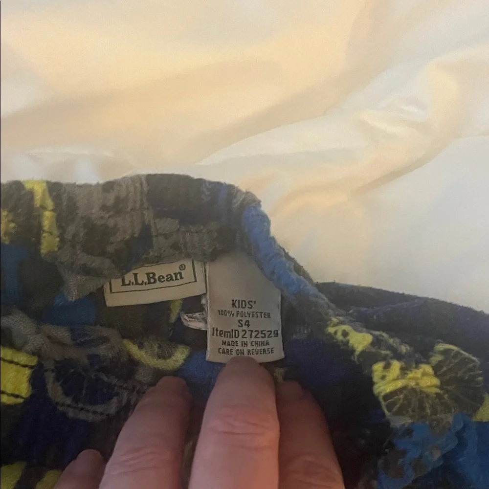 L.L. Bean Kids Flannel Pajama Set - Blue and Yellow Bicycle Print